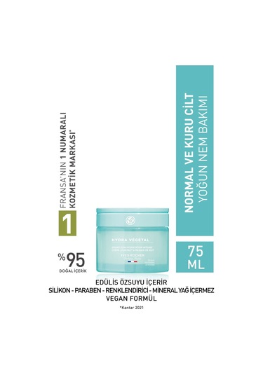 Yves Rocher Kuru ve Normal Ciltler İçin Yoğun Nemlendirici Bakım Kremi 75 ML