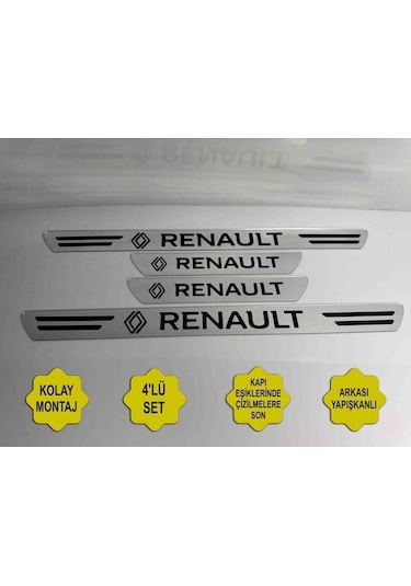 Renault Megane İle Uyumlu Kapı Eşiği Koruyucu Ön - Arka 4'lü Set