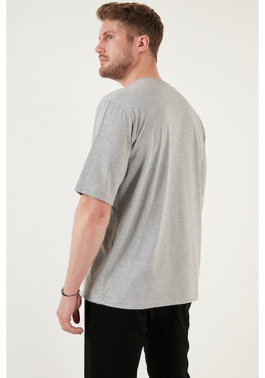 Buratti Pamuklu Oversize Bisiklet Yaka Basic Erkek T Shirt 5902365 Gri Melanj