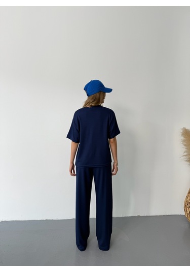 Kadın Modal Kısa Kolu Soft Touch Spor Takım Lacivert