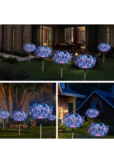 Honeybeeshop 4 Adet Güneş Enerjili Çok Renkli 320 Led Karahindiba Bakır Tel Işıklar 8 Aydınlatma Modu Akıllı Sensör Bahçe Dekorasyonu