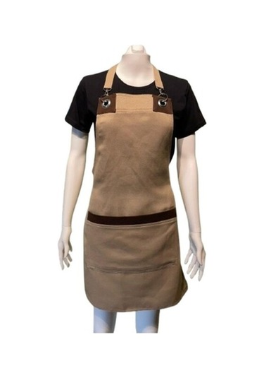 Krem Boyundan Askılı Belden Bağlamalı Önlük Krem