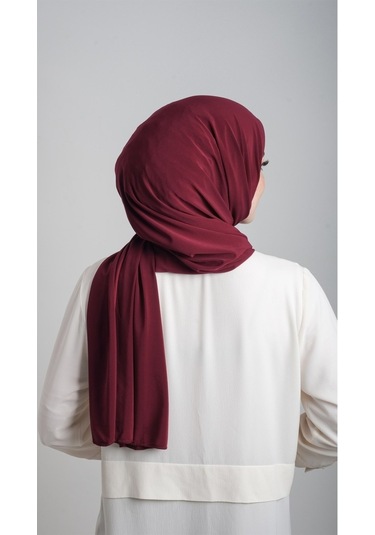 Bordo Pratik Hazır Geçmeli Eşarp Sandy Kumaş Sade 1817_16 Bordo