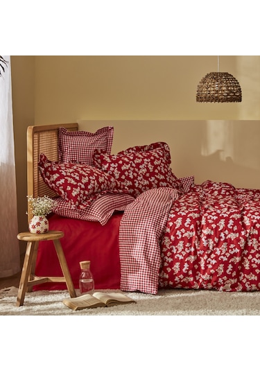 Karaca Home Carlo %100 Pamuk Çift Kişilik Nevresim Takımı Kırmızı