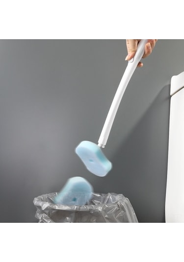 Fortunelane Ev Bakımı Tek Kullanımlık Tuvalet Fırçası, Uzun Saplı Engellere Ulaşamayan Bölgeler İçin, Duvar Takıma Uyumlu, Deniz Mavi