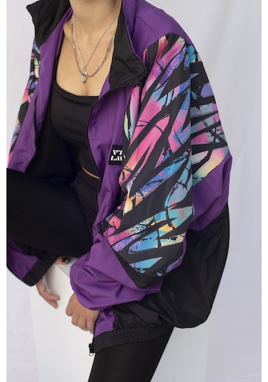 Kadın Erkek Renkli Desenli Bomber Ceket