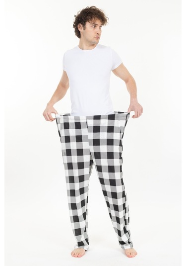 Büyük Beden Erkek Pijama Altı Cepli Fermuarlı Blr-08- 1026 Beyaz