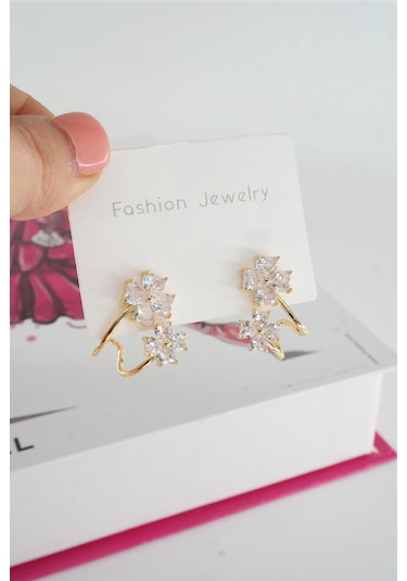 By Zeyna Aksesuar Kadın Vip Seri Baget Zirkon Taşlı 925 Ayar Gümüş Klipsli Küpe Seti-4191 Altın By Zeyna Aksesuar Kadın Vip Seri Baget Zirkon Taşlı 925 Ayar Gümüş Klipsli Küpe Seti-4191 Altın