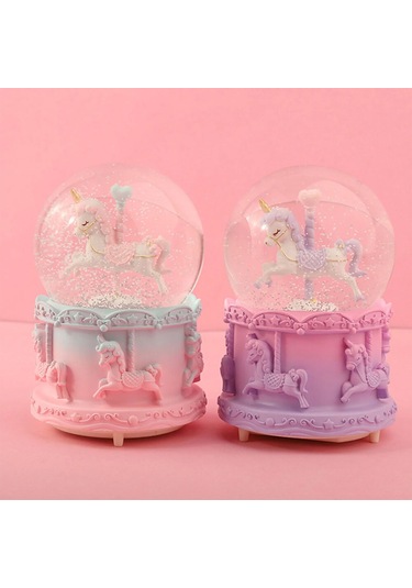 Orta Boy Müzikli Unicorn Kar Küresi - 9003283533884rx8
