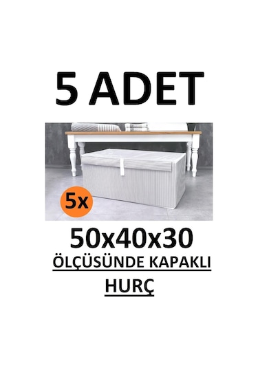 Daisyhome 5 Adet Kapaklı Kutu Hurç Maxi Boy 50 40 30 Çok Amaçlı Kutu Hurç