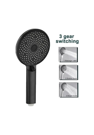 Novahub Siyah 3 Vitesli Büyük Duş Başlığı Yüksek Basınçlı Güçlü Akım Su Tasarruflu El Duş Başlığı 204 Su Çıkışı Kendi Kendini Temizleyen Banyo Duşu Siyah Siyah