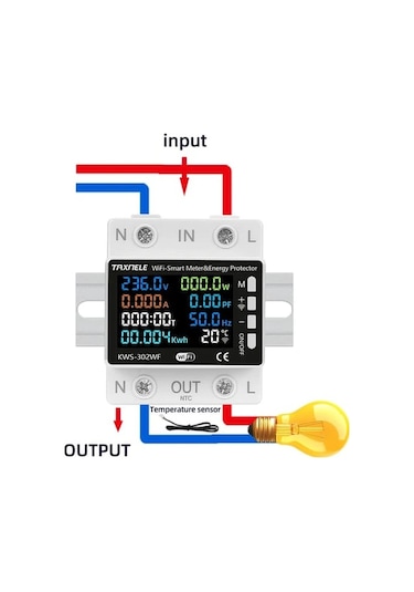 Tuya Destekli Akıllı Wifi Yüksek Voltaj Güç Tüketim 63 Amper