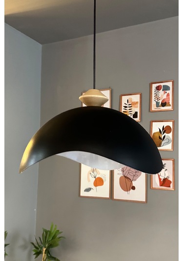 Luna Siyah Tekli Avize Q Kafa Başlık Sarkıt Lamba Restoran Salon Aydınlatma Siyah
