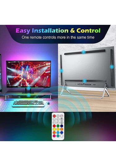 Shineyee Rgb Işıklı Klavye Ambiyans Lambası, Ses Tespiti Ve Interaktif Fonksiyon, İki Renkli Isı + Rgb Renkleri, Kumanda İle Kontrol Edilebilir, 2'li Paket Siyah