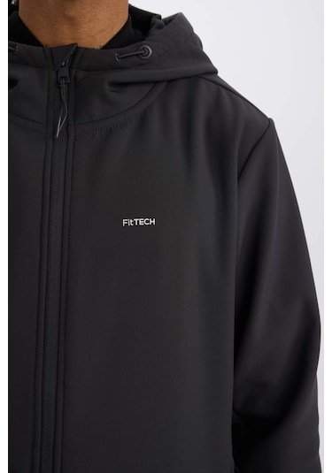 DeFactoFit Su İtici Regular Fit Kapüşonlu Fermuarlı Softshell Mont D6178AX25SPAR220