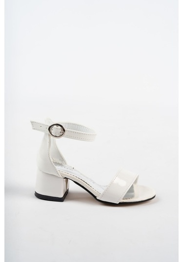 Gimer - Topuklu Tek Bant Beyaz Kız Çocuk Sandalet - Eyl1602G Beyaz