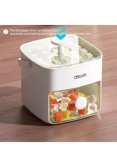 Kapaklı Buz Tepsisi Kutusu 48 Kaviteler Dondurucu İçin Buz Kalıbı Ev Mutfak Seyahat Restoran Parti İçin Hızlı Açılan Buz Yapıcı Beyaz