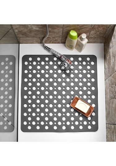 İsgstore 1 Adet Antrasit Renk Kare Vantuzlu Banyo Ve Duşa Kabin , Küvet İçi Kaydırmaz Vantuzlu Banyo Paspası Diğer