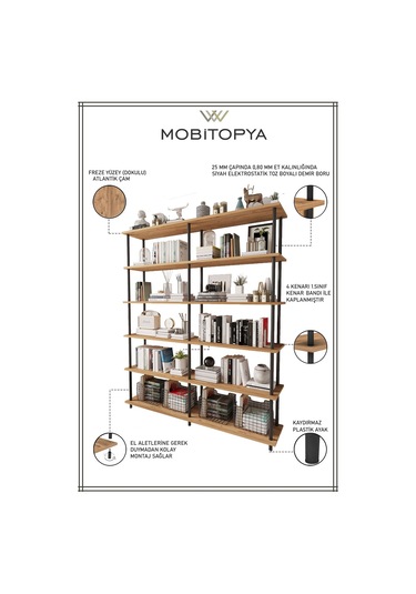 Çevir Kur 150 Cm Atlantik Çam Kitaplık Atlantik Çam