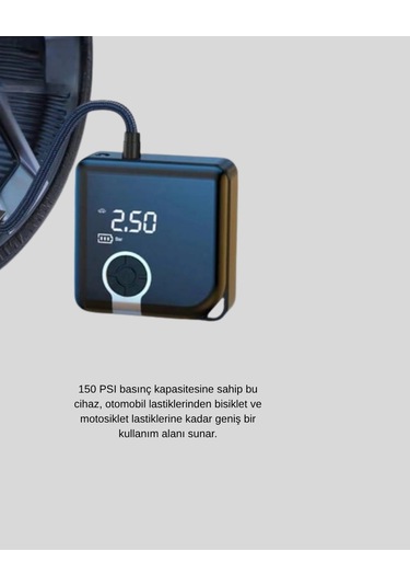 Bfs 6000mah Bataryalı Type-c Şarjlı Mini Hava Kompresörü Led Işıklı