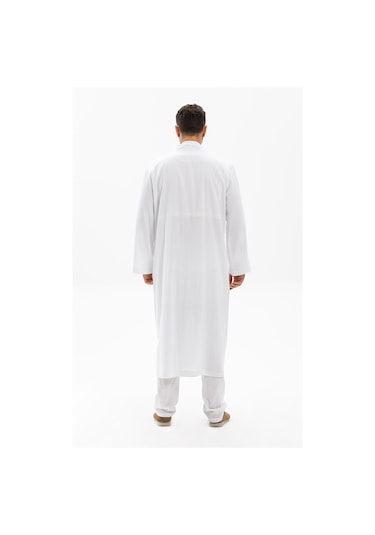 Şile Bezi İnce Erkek Namaz Cübbesi Yazlık Namazlık Pamuk Kumaş Cübbe Beyaz Byz-beyaz Beyaz