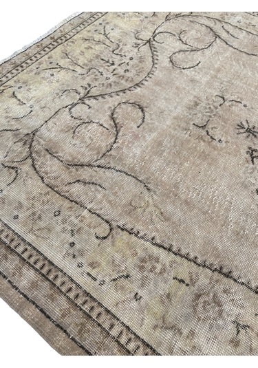 El Dokuma Vintage Salon Halısı 170x285 Krem Kahve Eskitme Halı Kahverengi - Krem