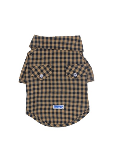 Pawstar Brown Gingham Shirt Kahverengi Pötikare Kedi Köpek Gömleği