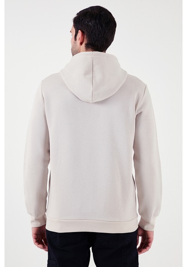 Buratti Regular Fit Kapüşonlu Kanguru Cepli Içi Tüylü Yumuşak Şardonlu Erkek Sweat 5905281 Krem