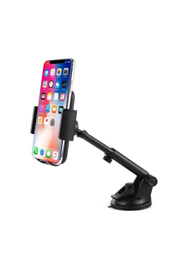 Sones Vantuzlu Evrensel Dönebilen Ayar Araç Ön Camı Cep Telefonu Tutucusu Siyah