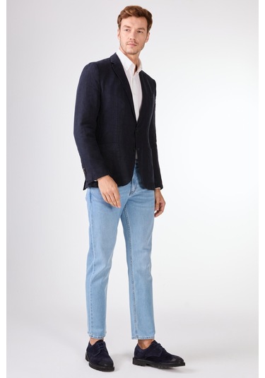 Dufy Lacivert Mono Yaka Slim Fit Erkek Ceket Lacivert