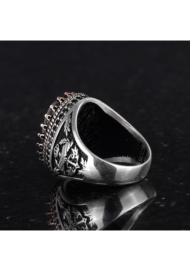 Gerçek Doğal Taş Yüzük - El Yapımı Kartal Yüzüğü - 925 Ayar Gümüş Moss Agate Yüzük Gümüş