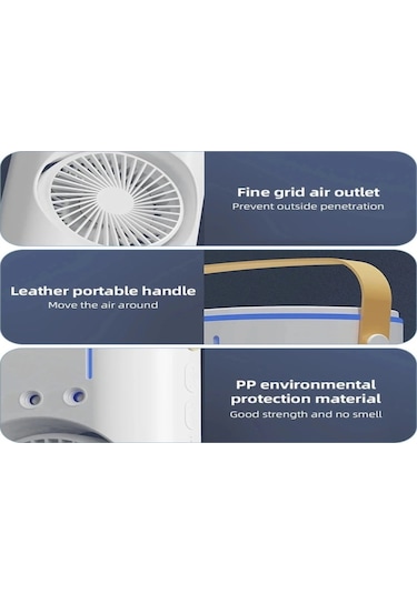 Yaozixa Usb Şarjlı Çift Lüftü Buhar Saçan Soğutucu Fan - Ev, Kamp, Yolculuk İçin Taşınabilir Nemlendirici Soğuk Hava Makinası