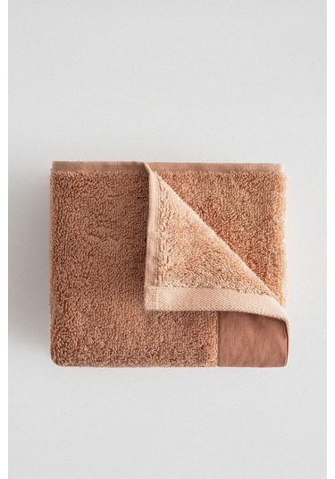 Ecocotton Pure Cotton Kahverengi Bez Bordürlü %100 Organik Pamuk 2'li El Havlusu Seti - 30 50 Cm Kahverengi