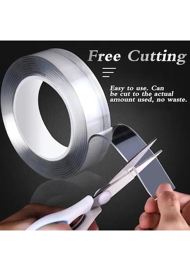 Genişlik Çift Taraflı Bant Şeffaf Su Geçirmez Yeniden Kullanılabilir Nano Bant Güçlü Yapışkan Tutkal Araba Süs Mutfak Banyo 1 Meter&30mm