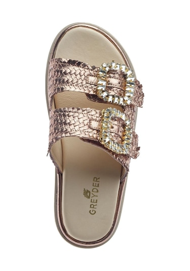 Greyder 59240 Bronz Hakiki Deri Kadın Terlik-956 Bronz