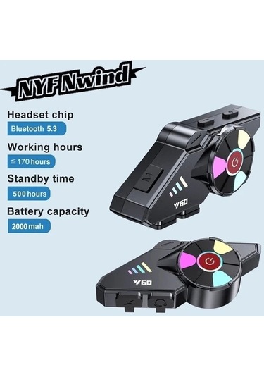 Novahub Y60 İntercom Motosiklet Kulaklık, Bluetooth Kurye Kask Kulaklık