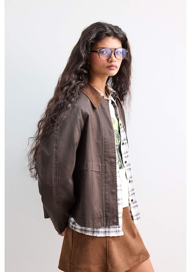 Defacto Su Geçirmez Relax Fit Kontrast Yaka Fermuarlı Mont E8623ax25aubn530 Kahve