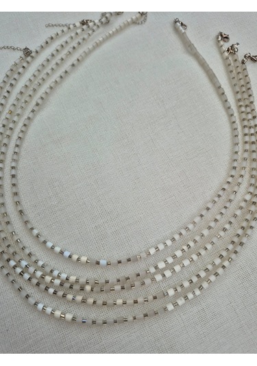 Sedef Boru Kesme Boncuk Bayan Kolye