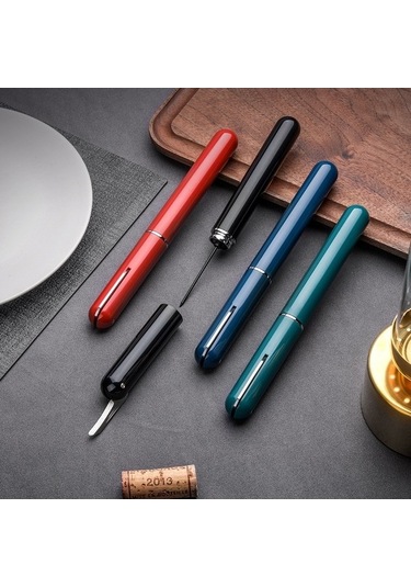 Fortunelane Pratik Siyah Pnevmatik Şarap Açıcı, Dayanıklı Plastik Kalem Şeklinde Siyah