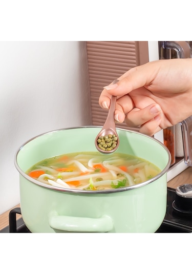 Porsima 1120 12li Standlı Kaşıklı Kapaklı Baharatlık Seti Bakır B Beyaz