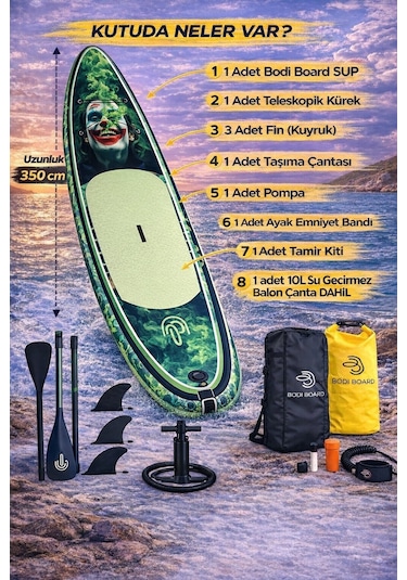 Paddle Board Sup Crazy Joker Şişme Stand 350x84x15cm Full Set