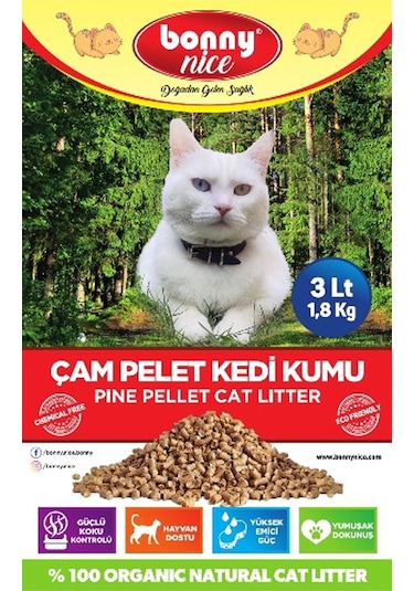 Bonny Nice Doğal Pellet Çam Peleti Kedi Kumu 20 x 3 L