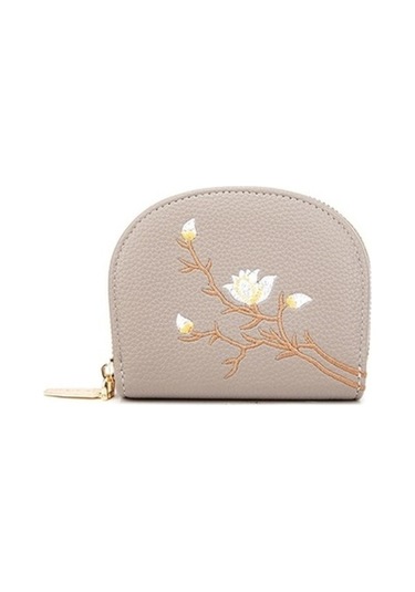 Trendooze Linjinxu Gri Nakış Yarı Daire Kapasiteli Kart Yuvası Kimlik Çoklu Tutucu Diğer