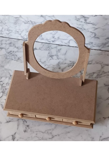 Hobi Adn Makyaj Kutu 3 Çekmece Aynalı Ahşap Mdf Ham Kutuda Sevk El Yapım