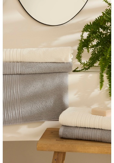 Karaca Home Line Soft %100 Pamuk 4 Parça Hamam Seti Ekru-gri Ekru-gri Ekru - Gri
