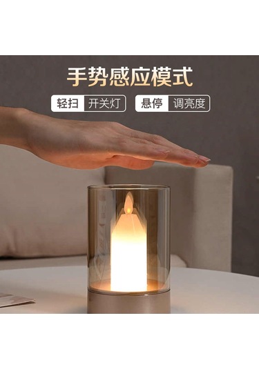 Led Yaratıcı Küçük Gece Lambası Romantik Mum Işığı Lambası Restoran Bar Masa Atmosfer Lambası Mumluk Sensörlü El Sallama Işığı Beyaz
