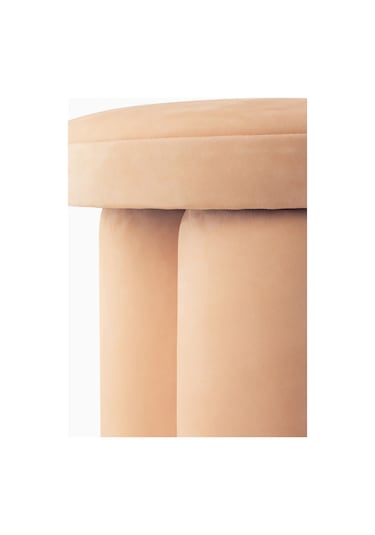 101 Copenhagen Big Foot Bej Nubuk Deri Tabure, Minimalist Modern Tasarım