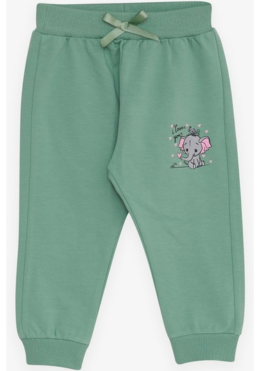 Breeze Kız Bebek Eşofman Altı Bebek Fil Baskılı 6 Ay-2 Yaş, Mint Yeşili