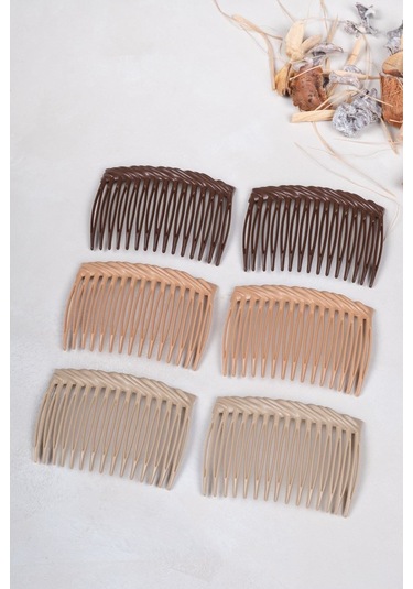 Okavango Kahve Ton 6'lı Yan Tarak Seti Çok Renkli