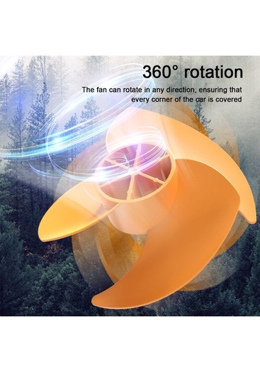 Pazly 360 Derece Dönebilen Usb Araç Arka Koltuk Soğutma Fanı, Hız Ayarlı, Taşınabilir, Siyah